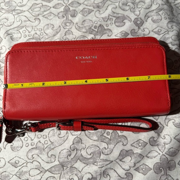 Coach Long Double Zipper Accordion Red Leather Wallet / Wristlet - EUC - Picture 9 of 11